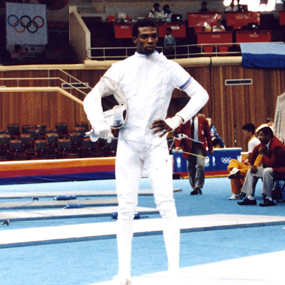Photo of Peter Lewison at the 1988 Olympics in Seoul, South Korea.