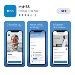 image of the myHSS app inside the apple app store
