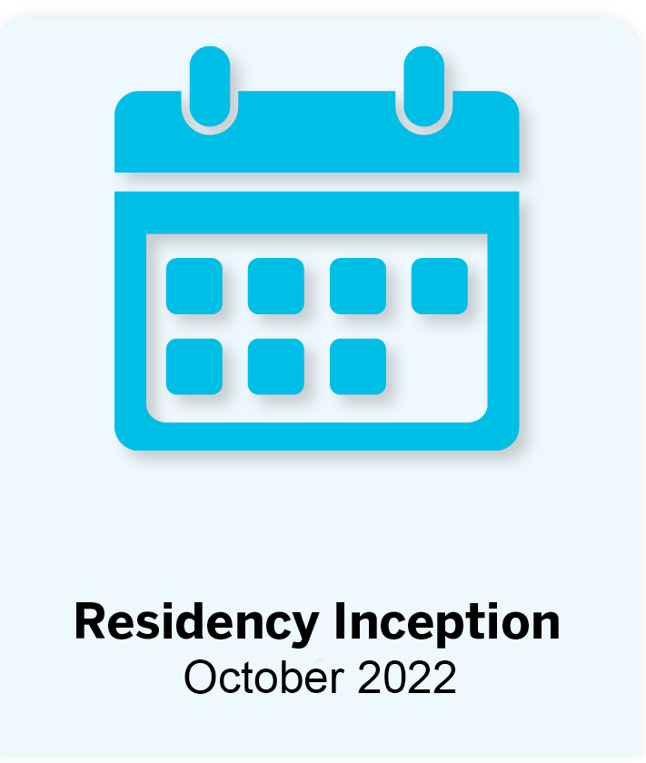 Calendar logo showing residency inception in October 2022