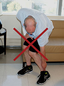 Photo showing the incorrect way to fix your shoe.