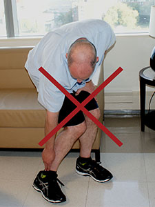 Photo showing the incorrect way to fix your shoe.