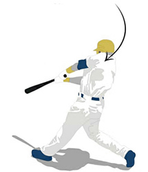 Illustration of a baseball batter and batting forces on the shoulder.