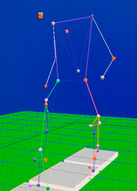 Computer rendering of gait analysis data points.