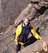 Photo of Nancy rockclimbing