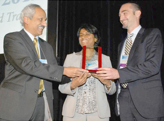 Photo of Dr. Stavros G. Memtsoudis accepting the award.