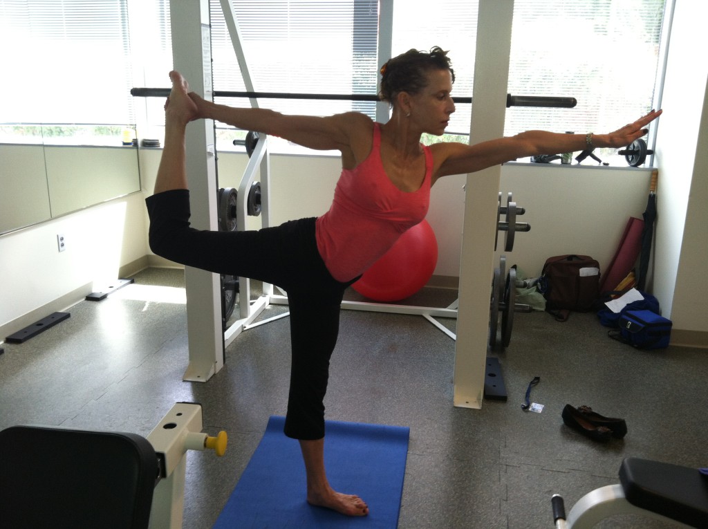 Image of Michele Bouquet doing yoga