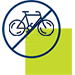Image: Graphical icon indicating no e-bikes or e-scooters permitted.