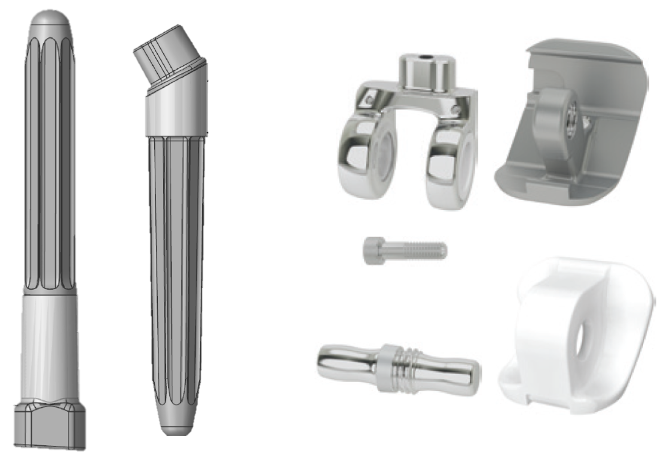 Device development engineers, surgeons and outside medical device companies collaborated to design the patient specific cementless humeral and ulnar stems.