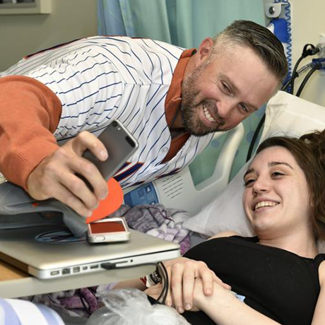 Image: New York Mets player with patient