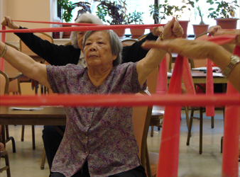 Photo of a woman doing stretching exercises