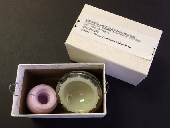 Implants are stored in labeled boxes and bins so that they can be easily located for use in research projects 