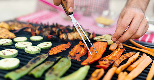 Vegetables on a grill.